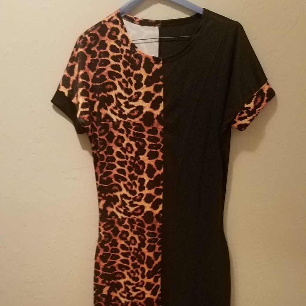 Long black and leopard  dress